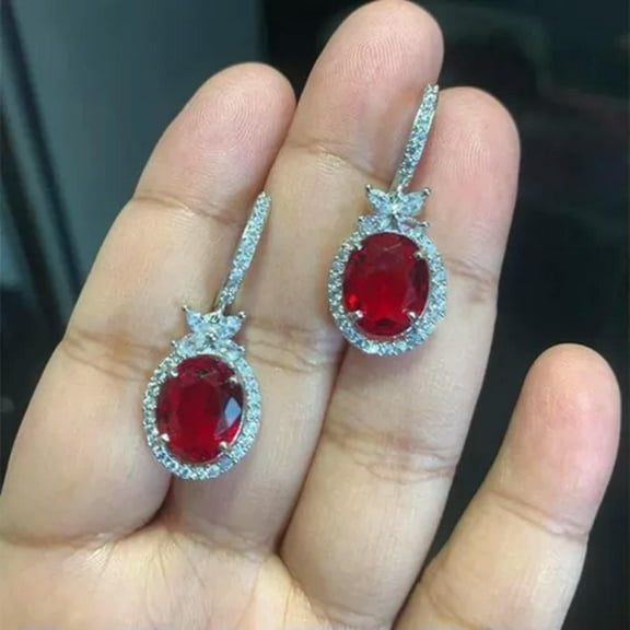 925 Silver Drop Earrings Gorgeous Cubic Zircon Wedding Engagement Jewelry A Pair