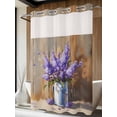 thumbnail image 4 of Lavender No Hook Shower Curtain Waterproof, Bathroom Curtains with Snap in Liners and See Through Top Window, Spring Floral Purple Watercolor Vintage Hotel Style Bathtub Curtains Shower 72"Wx96"L, 4 of 8