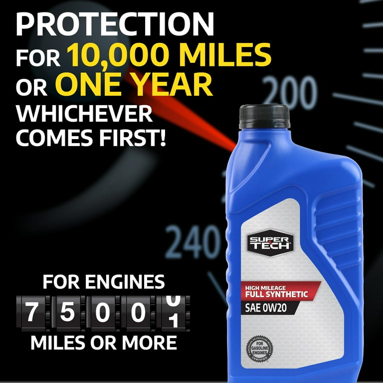 Super Tech High Mileage Full Synthetic SAE 0W-20 Motor Oil 1 Quart