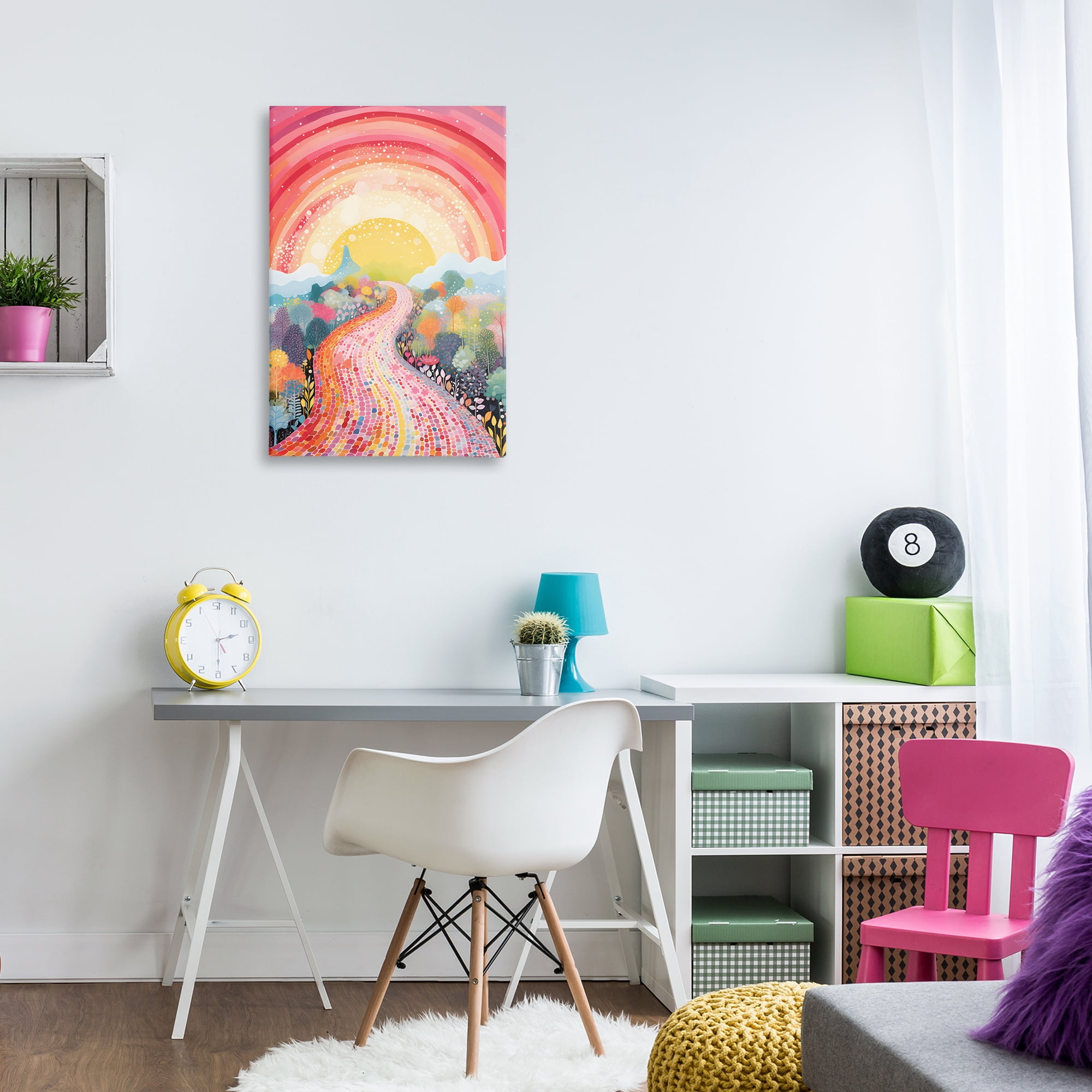 Stupell Industries Pink Brick Road Journey Landscape Painting Gallery Wrapped Canvas Art Print Wall Art, 20 x 30