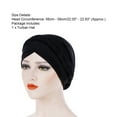 thumbnail image 2 of Frogued 1pc Turban Cap Solid Color Milk Silk Braided Twist Headwrap Beanie Headwrap for Women (Black), 2 of 3