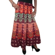 Mogul Gypsy Wrap Around Skirt Sarong Dress Printed Cotton Maxi Skirts