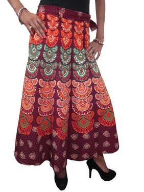 Mogul Gypsy Wrap Around Skirt Sarong Dress Printed Cotton Maxi Skirts