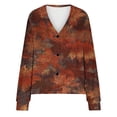 thumbnail image 4 of WRKEKC Maple Leaf Print French Wool Plush Jacket Button Front Fall Winter Soft Coat with Pockets for Coffee Run and Seasonal Style Coffee S, 4 of 4