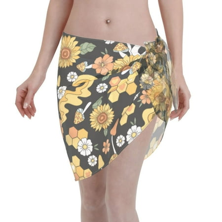 Ocsxa Mushrooms Honeycomb Print Sarong Coverups For Women Bathing Suit Wrap Swimsuit Skirt Beach Bikini Cover Up Swimwear