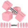 thumbnail image 1 of Mancuernas ajustables Hezeyferg de 10 kg, color rosa, 4 niveles, 1 of 6