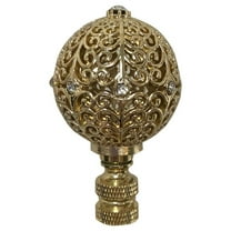Royal Designs, Inc. Traditional Filigree Globe Crystal Embelishment Finial for Lamp Shade, F-5072PB-1, Polished Brass, Single