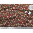 thumbnail image 2 of Soimoi Red Cotton Duck Fabric Flower Leaves Print Fabric by the Yard 44 Inch Wide, 2 of 3