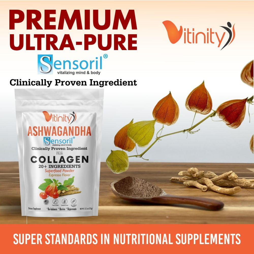 VITINITY SUPER FOOD COLLAGEN ( MULTI BLEND) POWDER WITH CLINICALLY PROVEN SENSORIL® (ASHWAGANDHA) FOR ADULTS (30 DAY SUPPLY)