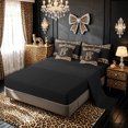thumbnail image 5 of meiyoeat Bowknot Letter B Twin Bedding for Kids Girls, Cheetah Print Diamond Bedding Comforter Set, Brown Black, Black Reversible, 7pcs, 5 of 6