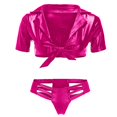 thumbnail image 1 of Gibobby Ropa interior mujer Conjunto de lencería sexy para mujer con liguero, brasier de encaje y bragas conjunto de tirantes exóticos(Rosa, XG), 1 of 4