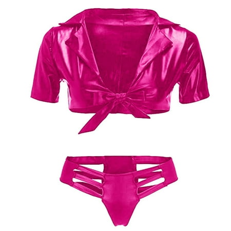 

B91xZ Lingerie For WomenNew Sexy Lingerie Women s Halter Bodysuits Sexy Lingerie Leather Lingerie Pink M