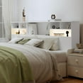 thumbnail image 4 of King Size Headboard for Bedroom, Stylish Bookcase Headboard with Built-in Charging Station & 2 LED Lights, Engineered Wood Headboards, Noise-Free HeadBoard King Size with Storage, White, 4 of 7