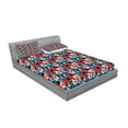 thumbnail image 2 of Ambesonne Tropical Fitted Sheet & Pillow Sham Set, Hibiscus Plumeria, Full, Multicolor, 2 of 2