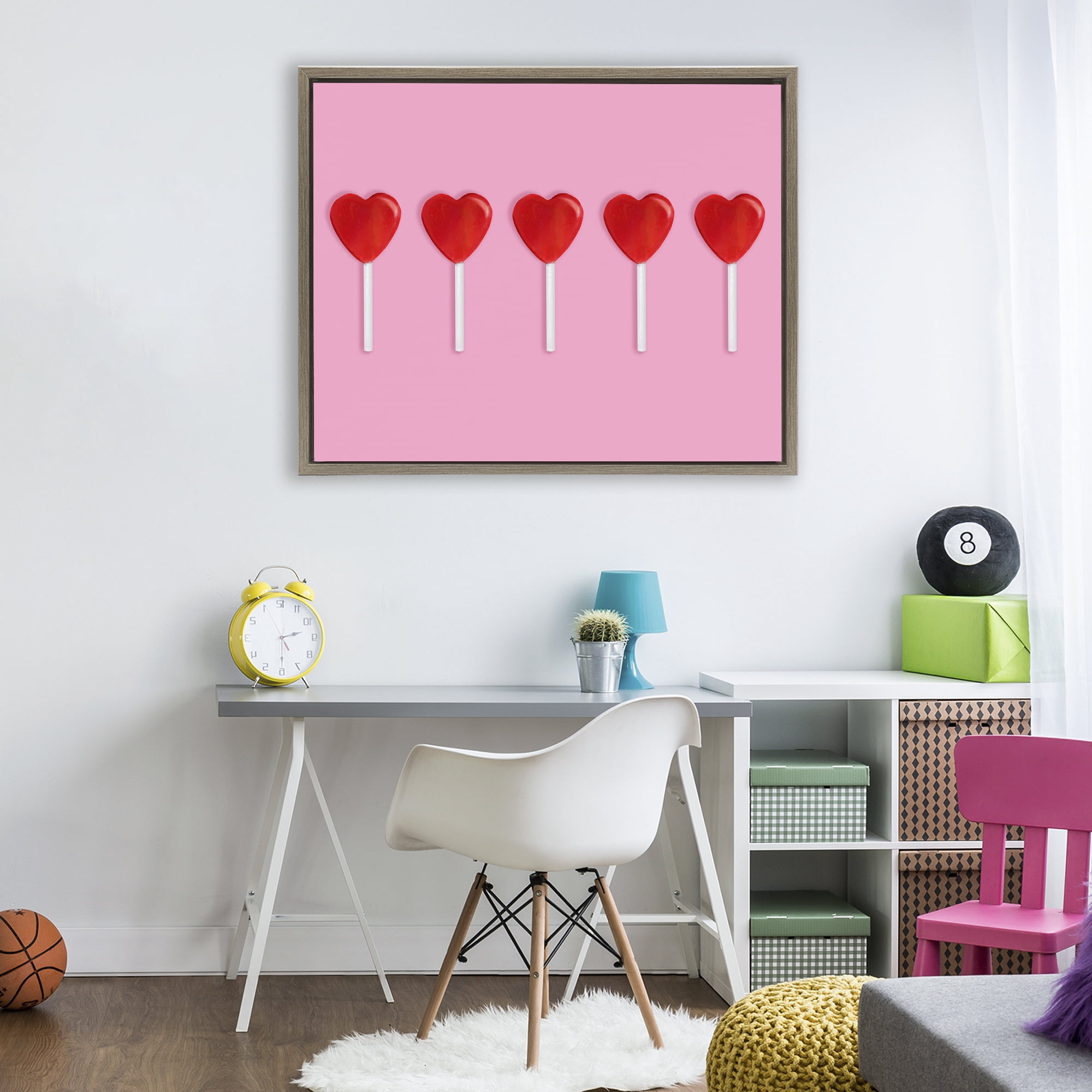 Stupell Industries Valentine's Heart Pops Brown Framed Floater Canvas Wall Art, design by LISH Creative
