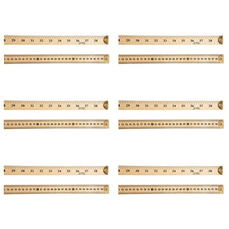 Charles Leonard Wood Meter Stick Ruler with Metal End, 6 Count