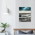 thumbnail image 3 of JEUXUS Wall Decorations For Living Room Framed Canvas Wall Art For Bedroom Office Wall Decor Black And White Wall Painting Blue Ocean Sea Wave Pictures Artwork For Modern Beach Home Decor 16x20in, 3 of 4