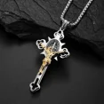 thumbnail image 2 of St. Benedict Crucifix Necklace for Men | Stainless Steel Jesus Cross Pendant | Two-Tone Religious Jewelry Gift for Catholic Men & Women, 2 of 7