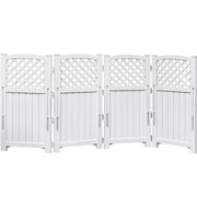 Homall Outdoor Patio 4 Panel Screen Enclosure,Plastic Privacy Screens, Air Conditioner Fence Panels, Trash Can Fence for Garden, White