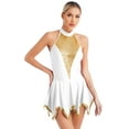 thumbnail image 1 of Kaerm Robe de Danse Lyrique pour Femmes, Col Licou, Sans Manches, Robes de Patinage Artistique, Blanc G, 1 of 7