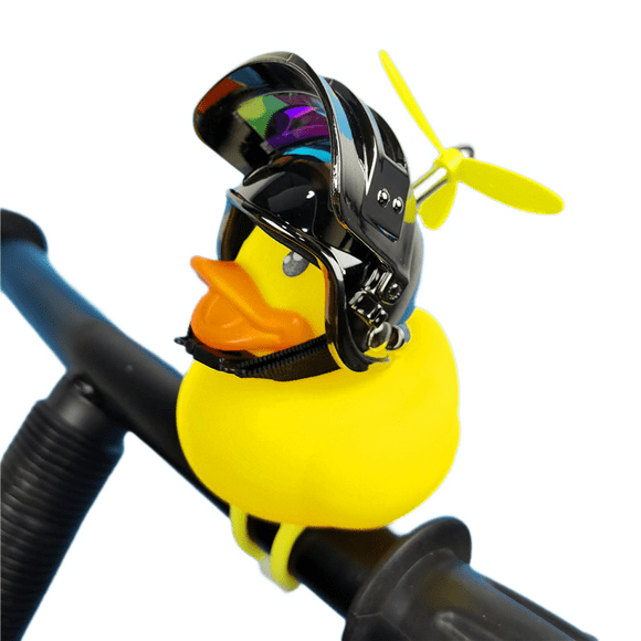 Rubber duck bicycle accessories with flash lamp and propeller helmet for automobile dashboard decoration(2pcs)
