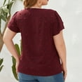 thumbnail image 6 of Wycnly Womens Blouses and Tops Dressy Going out Casual Lightweight Chiffon Jacquard Plus Size Tunic Shirts Summer Solid V-Neck Short Sleeve Cute Tees Tops Red XL, 6 of 7
