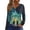 Cyan, variant on Funny Halloween Shirts for Women – Long Sleeve V-Neck Witch Print Button T-Shirt for Weekend Wear and Daily Style