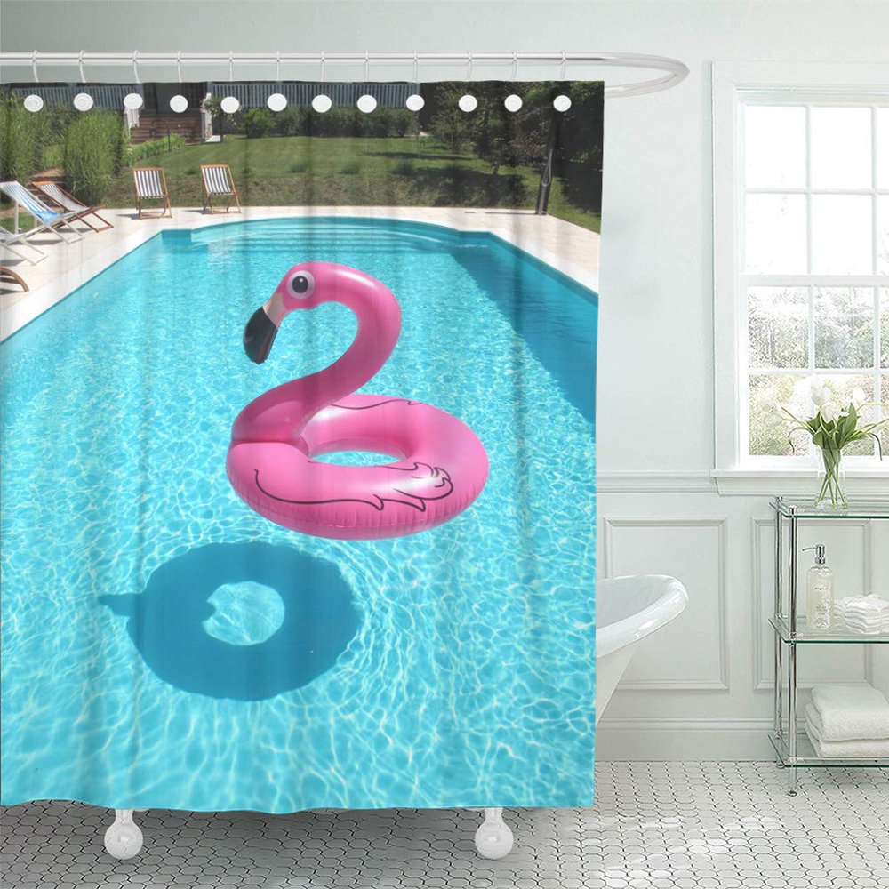 CYNLON Colorful Inflatable Pink Flamingo in Swimming Pool Plastic Color