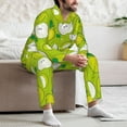 thumbnail image 7 of Susaid Green Apple Print Men's Long Sleeve Pajama Set, Two-Piece Button-Down Loungewear PJs Set, Comfortable Sleepwear for Relaxation-Large, 7 of 7