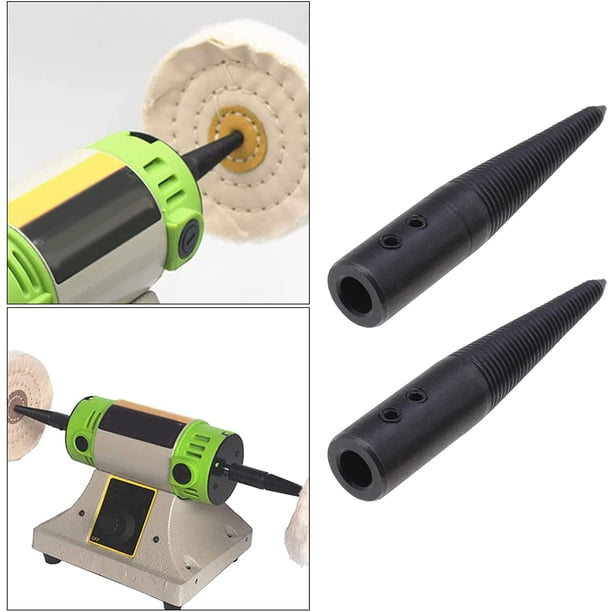 1 par de adaptadores de husillo cónico roscado para pulir, biela, adaptador roscado izquierdo y derecho con llave para banco de ruedas, pulidor de banco, negro