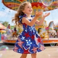 thumbnail image 3 of Faraee 4th of July Toddler Girl Outfit Smocked USA Sleeveless Dress Kids Summer Patriotic Clothes American Flag Sundress (1-2T,Blue), 3 of 5