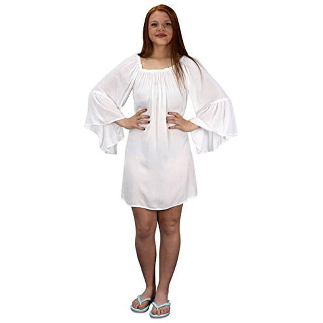 Robe de plage Peach Couture à manches flottantes et épaules dénudées