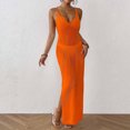 thumbnail image 3 of Swimsuit Coverup for Women Sleeveless V Neck Slim Fit Side Slit Crochet Knit Maxi Dress Beach Cover Up Bathing Suit Dress, 3 of 5