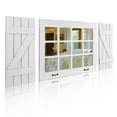 thumbnail image 6 of Heavy Duty Large Window Mirror with Shutters Wall Decor, Distressed Wood Windowpane Mirror( Window Mirrorx1,Shuttersx2),Rustic White, 6 of 6