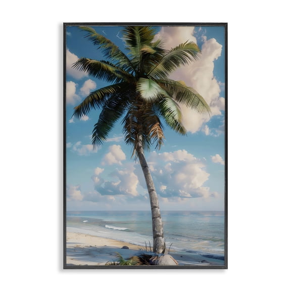 Stupell Industries Coastal Green Palm Relaxation Black Framed Giclee Art, 12 x 18, by LSR Design Studio