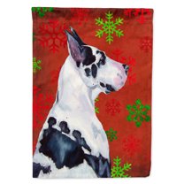 Carolines Treasures LH9326-FLAG-PARENT Great Dane Red and Green Snowflakes Holiday Christmas Flag  multicolor
