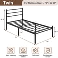 thumbnail image 4 of Roomdiary 14 inch Twin Bed Frames with Headboard and Footboard, Easy Assembly Heavy Duty Metal Platform with Underbed Storage, Black, 4 of 7