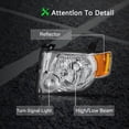 thumbnail image 2 of BRYGHT-For 2008-2012 Ford Escape Chrome Housing Amber Corner Headlights Assembly Lamps, 2 of 5