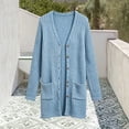 thumbnail image 3 of HAiming Girls Long Cardigan Long Sleeve Button down Comfy Casual Sweaters with Pockets Fall Winter Going out Coats, 3 of 5