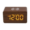 thumbnail image 1 of Digital Alarm Clock Keychains and Keyrings Nightlight Wireless Charging Led Wooden Alarm Clock, Multifunctional Voice Controlled Mute Electronic Clock, Wireless Charging Clock, 1 of 5