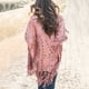 thumbnail image 3 of Bufanda poncho abierta con flecos de ante para mujer - Estampado perforado, poliéster, talla única - 190 cm de largo, 3 of 6