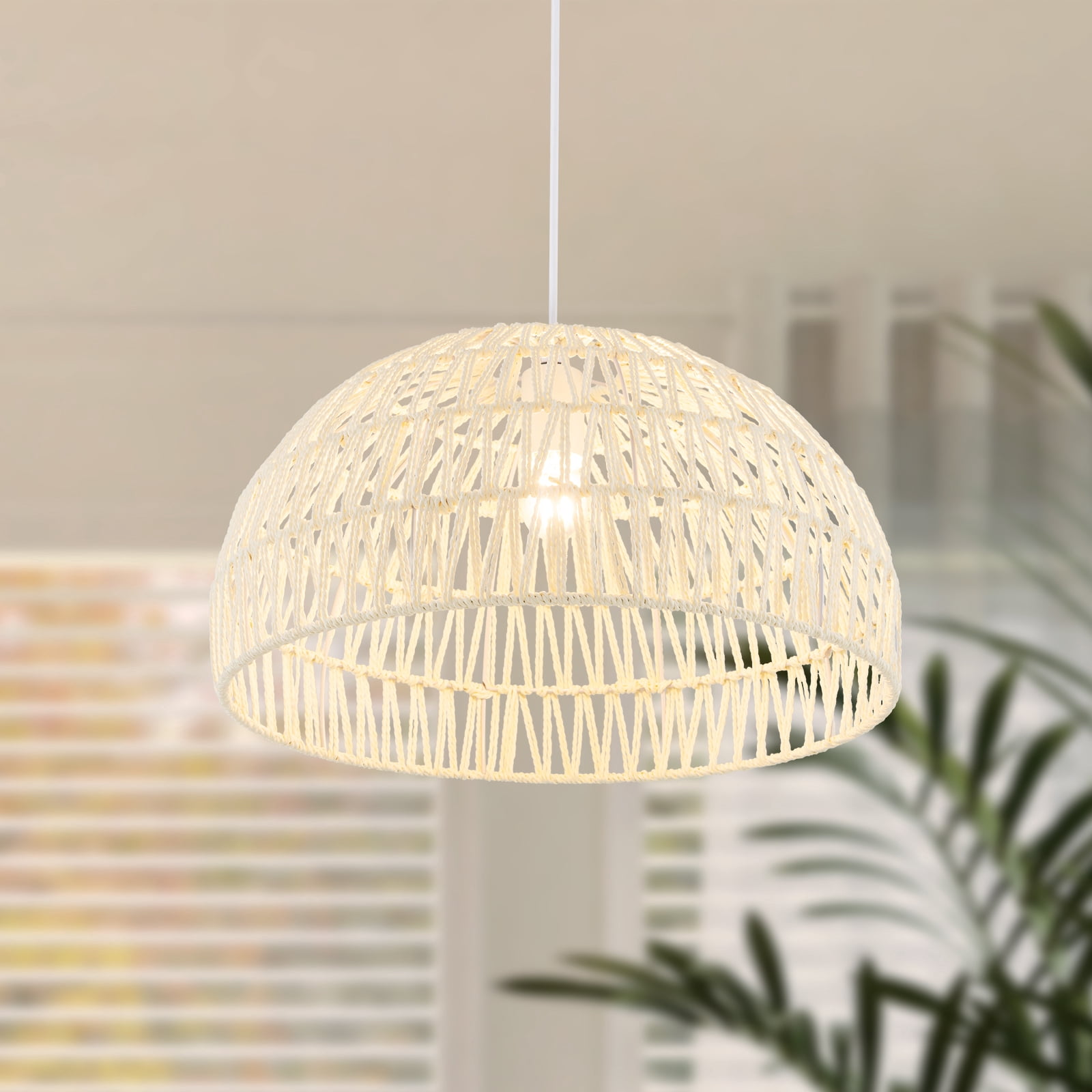 Topbuy Paper Pendant Light Fixture Dome Hanging Ceiling Light with Adjustable Hanging Rope 17.5” Decorative Chandelier