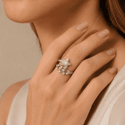 Adjustable CZ Star Ring for Women, Silver Tone Copper Open Band Ring