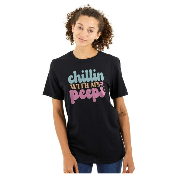 Cute Easter Chillin With My Peeps Women's Graphic T Shirt Tees Brisco Brands S