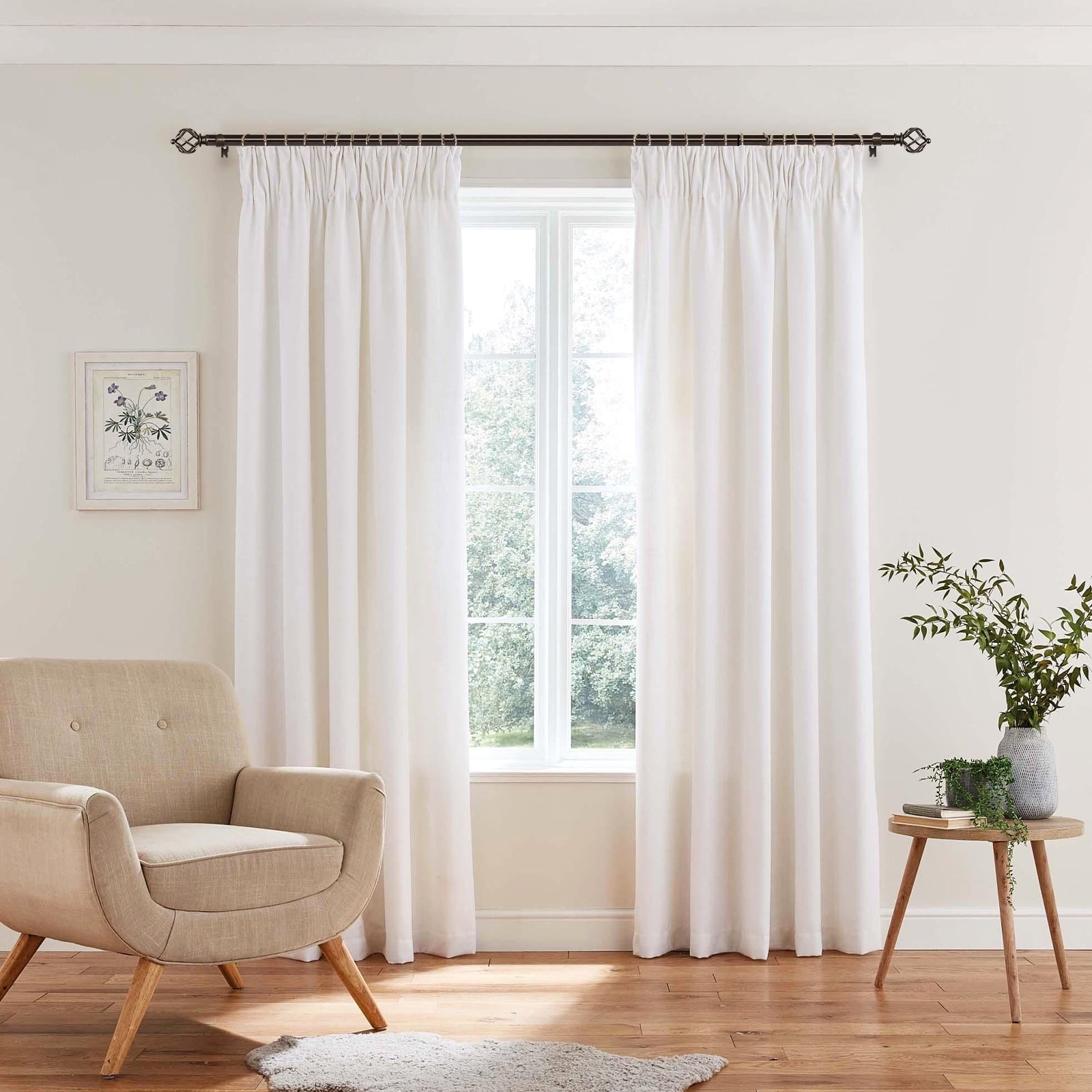 KAMANINA 3/4" Adjustable Single Curtain Rod with Twist Cage Finial, 48 - 84", Bronze