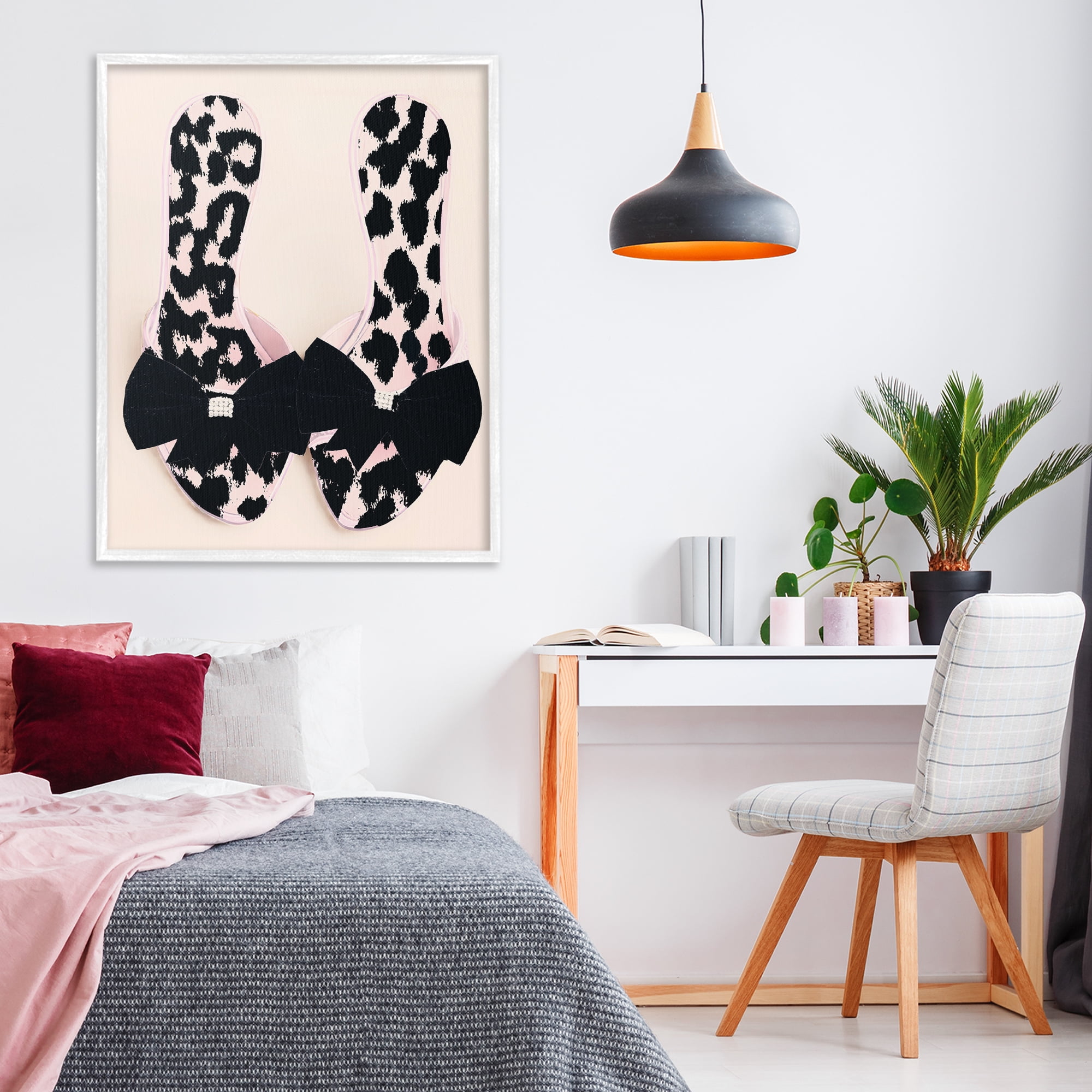 Cat Walk Spotted Shoes White Framed Giclee Art, design by Annabelle Hall