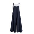 thumbnail image 2 of Joernso Summer Romper Solid Color Baggy Casual Simple Backless Oversized Square Neck Adjustable Shoulder Strap Wide Leg Summer Jumpsuit Female Clothes, 2 of 7