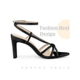 thumbnail image 4 of BLISSFUL STEP Pointed Toe Slingback Chunky Heels Sandals for Women Black (Size 10), 4 of 6