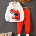 thumbnail image 3 of Letdown Toddler Baby Boy Clothes Set Long Sleeve 2 Piece Dinosaur Print Hoodie and Elastic Waist Sweatpants Fall Winter Lined Outfits for Boys (Red,8-9 Years), 3 of 9