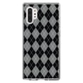 thumbnail image 1 of DistinctInk Clear Shockproof Hybrid Case for Galaxy Note 10 PLUS (6.8" Screen) - TPU Bumper, Acrylic Back, Tempered Glass Screen Protector - Black Grey White Argyle, 1 of 1